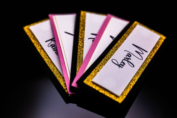 Name tags fanned out to showcase them all in one go